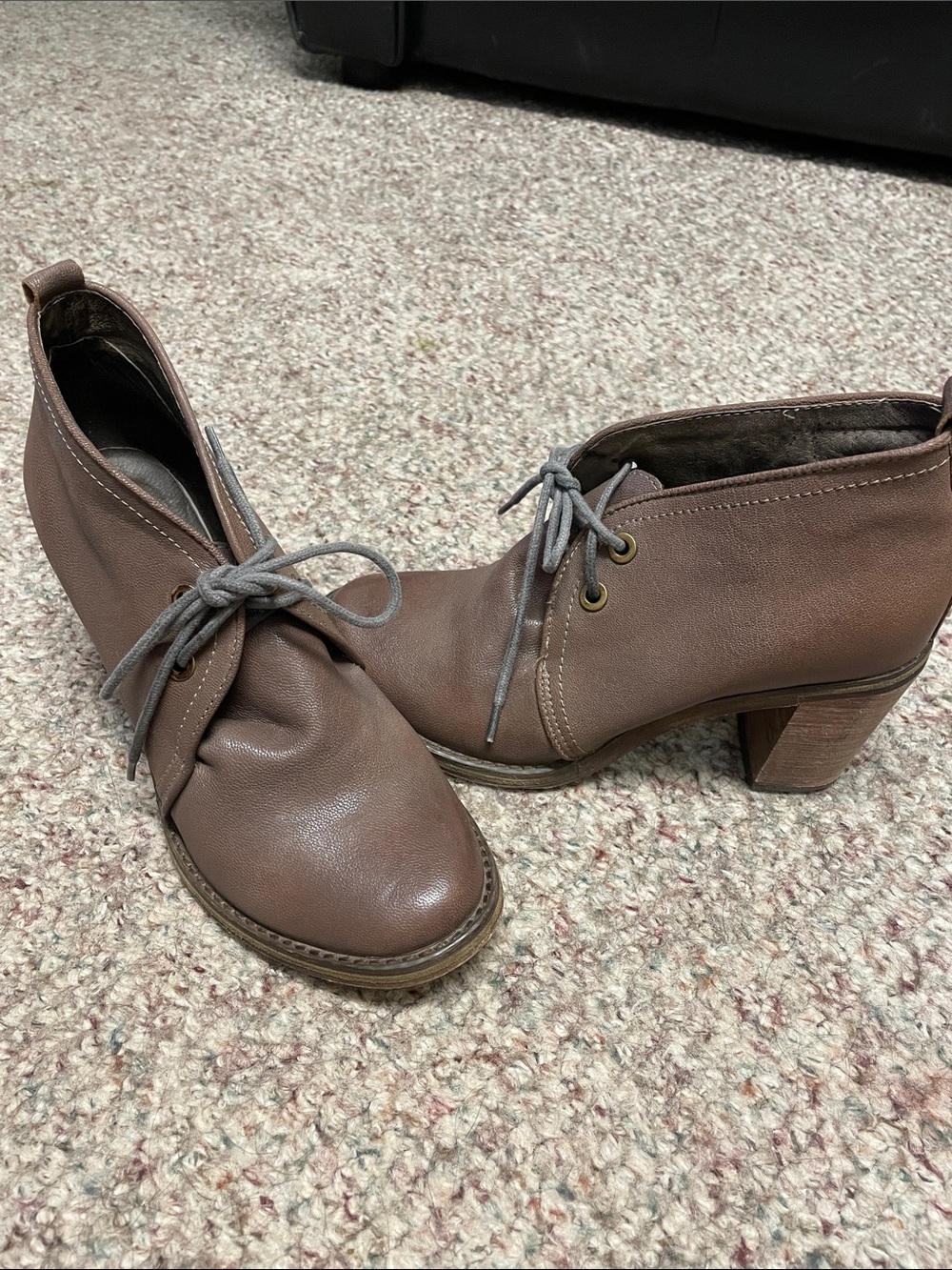 Jeffery Campbell Women’s leather Brown Lace-Up Block Heel Ankle Boots